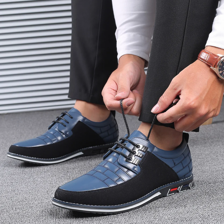 Herren Schnürschuhe Business Casual Leder Komfortabel-Blau-39-Luzern Mode