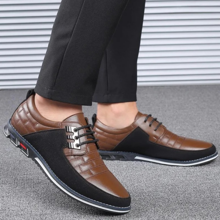 Herren Schnürschuhe Business Casual Leder Komfortabel-Braun-39-Luzern Mode