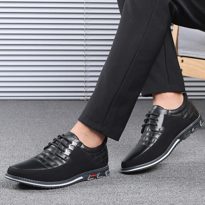 Herren Schnürschuhe Business Casual Leder Komfortabel-Schwarz-39-Luzern Mode