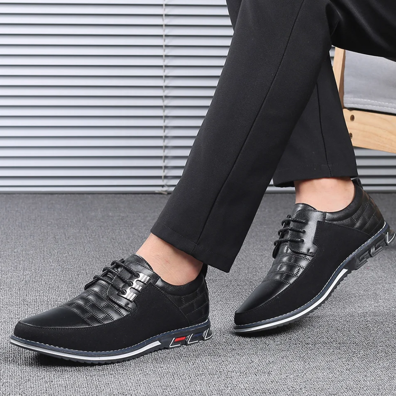 Herren Schnürschuhe Business Casual Leder Komfortabel-Schwarz-39-Luzern Mode
