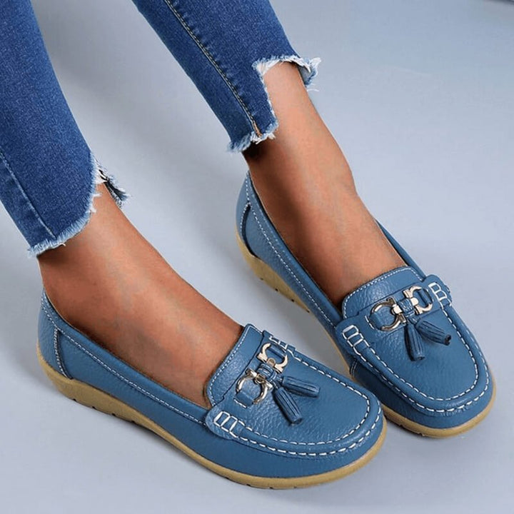 Damen Loafers | Leder | Orthopädisch | Atmungsaktiv | Komfortabel | Langlebig-Himmelblau-35-Luzern Mode