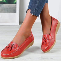 Damen Loafers | Leder | Orthopädisch | Atmungsaktiv | Komfortabel | Langlebig-Rot-35-Luzern Mode