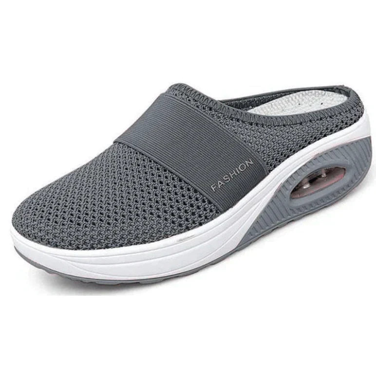 Damen Sneaker Mesh Atmungsaktiv Bequem Rutschfest Schuhe-Dunkelgrau-35-Luzern Mode