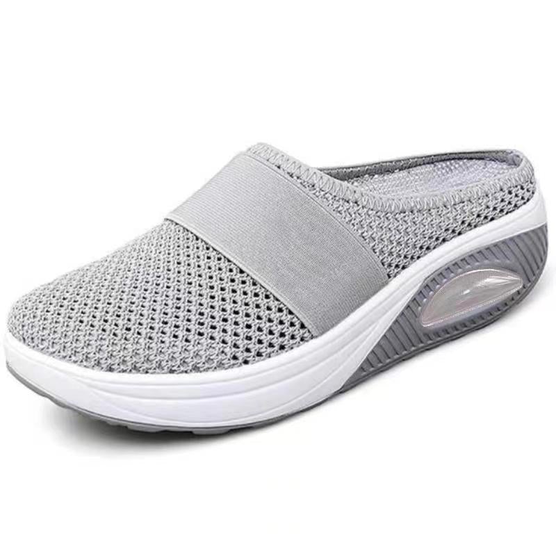 Damen Sneaker Mesh Atmungsaktiv Bequem Rutschfest Schuhe-Hellgrau-35-Luzern Mode