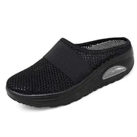Damen Sneaker Mesh Atmungsaktiv Bequem Rutschfest Schuhe-Schwarz-35-Luzern Mode