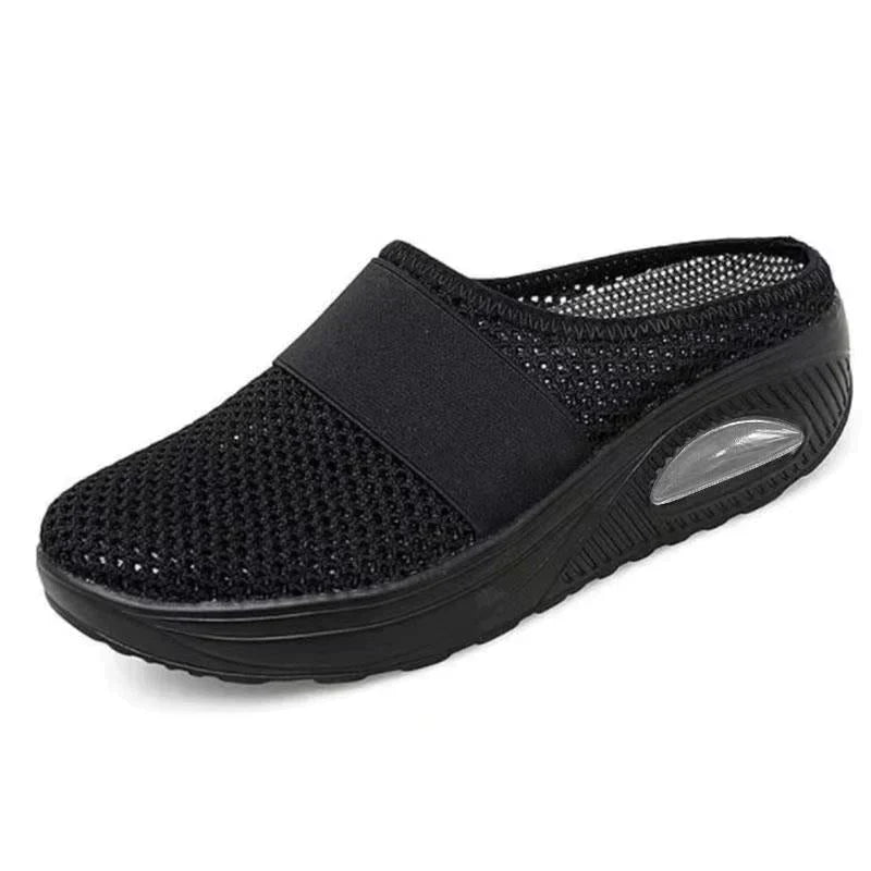 Damen Sneaker Mesh Atmungsaktiv Bequem Rutschfest Schuhe-Schwarz-35-Luzern Mode