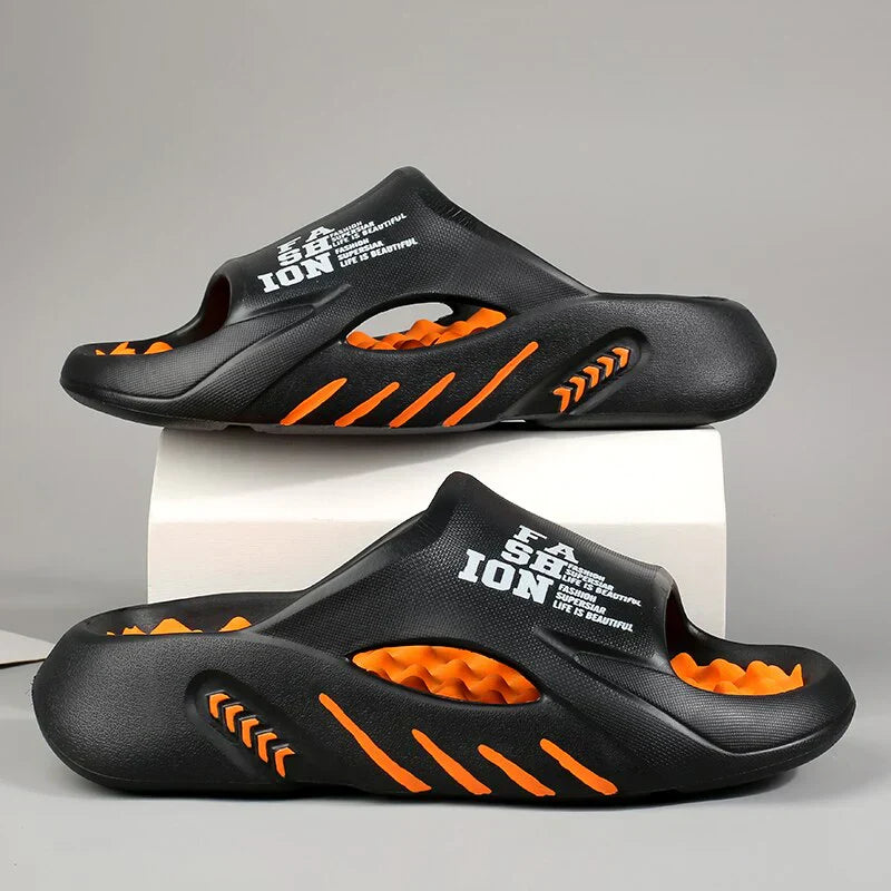 Herren Sandalen Rutschfest Ergonomisch für Sommer Outdoor-36-Schwarz Orange-Luzern Mode