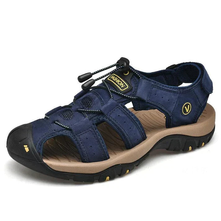 Herren Sandalen | Dichte Spitze | Orthopädisch | Verstellbar | Rutschfest-Blau-38-Luzern Mode