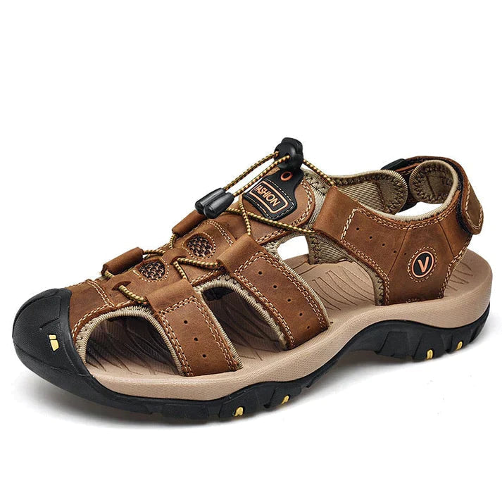 Herren Sandalen | Dichte Spitze | Orthopädisch | Verstellbar | Rutschfest-Dunkelbraun-38-Luzern Mode