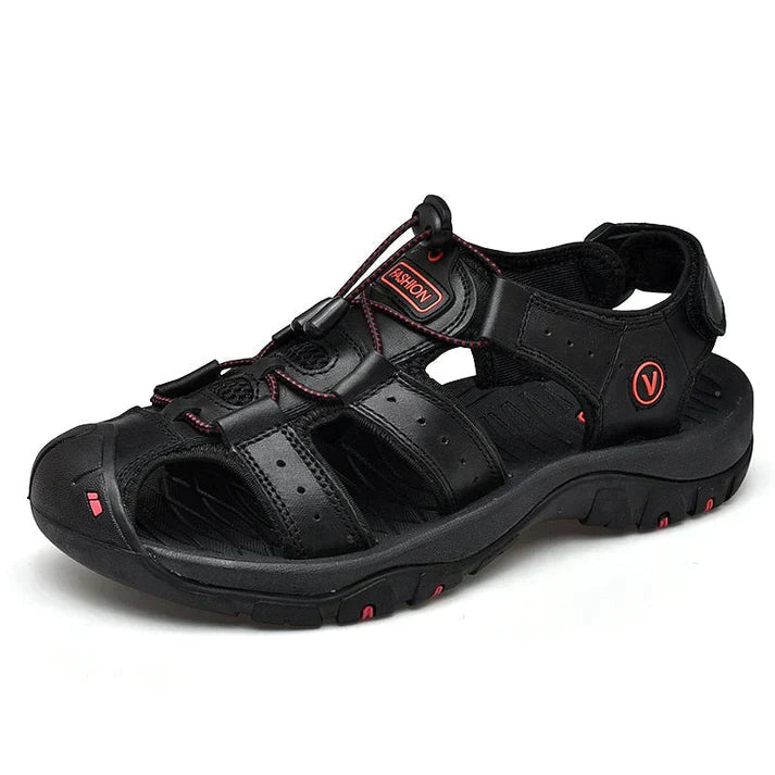 Herren Sandalen | Dichte Spitze | Orthopädisch | Verstellbar | Rutschfest-Schwarz-38-Luzern Mode