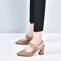 Damen Sandalen | Geschlossene Spitze | Verstellbar | Absatz | Orthopädisch-Braun-35-Luzern Mode