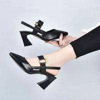 Damen Sandalen | Geschlossene Spitze | Verstellbar | Absatz | Orthopädisch-Schwarz-35-Luzern Mode