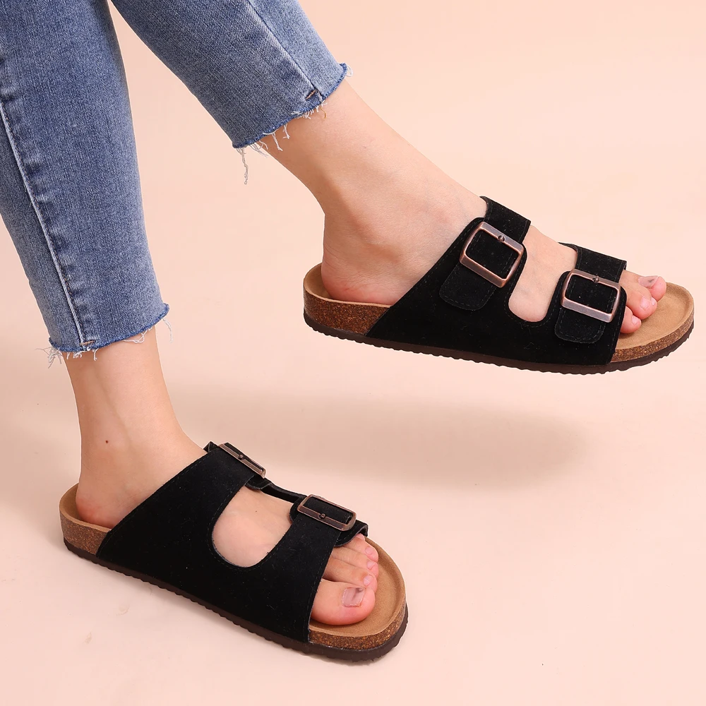 Bequeme Korksandalen mit Doppelriemen für Damen-Luzern Mode