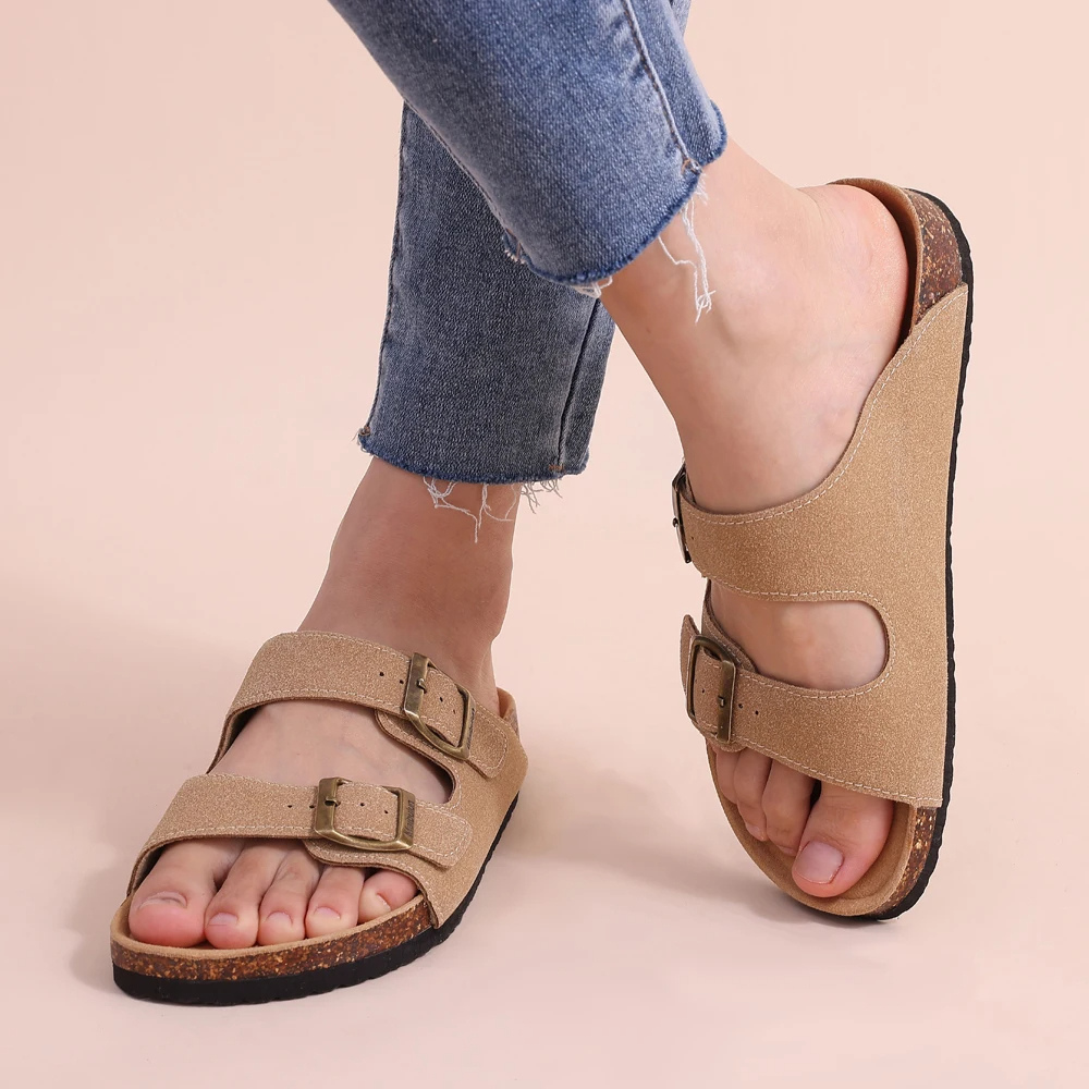 Bequeme Korksandalen mit Doppelriemen für Damen-Luzern Mode