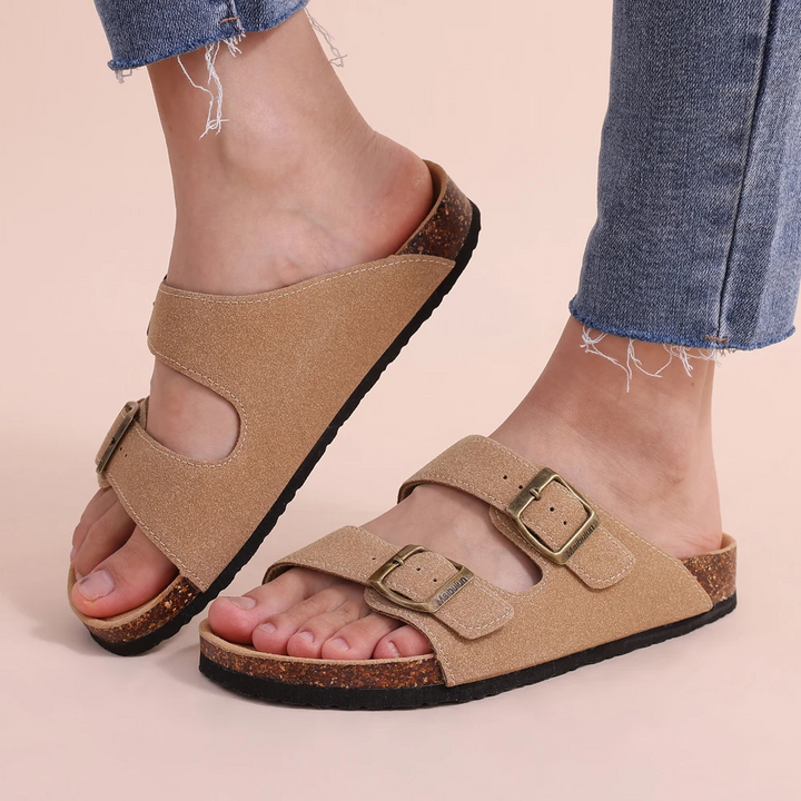 Bequeme Korksandalen mit Doppelriemen für Damen-Luzern Mode