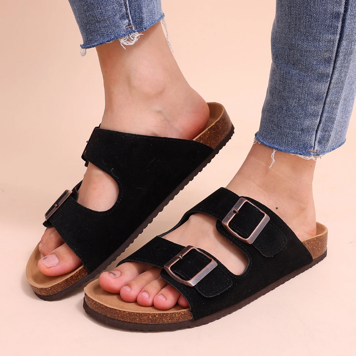 Bequeme Korksandalen mit Doppelriemen für Damen-Luzern Mode