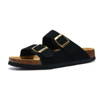Bequeme Korksandalen mit Doppelriemen für Damen-35-Schwarz-Luzern Mode