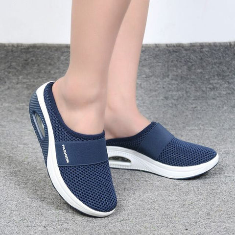 Orthopädische Damensandalen | Geschlossene Zehen | Slipper | Sportlich | Farbe-Dunkelblau-35-Luzern Mode