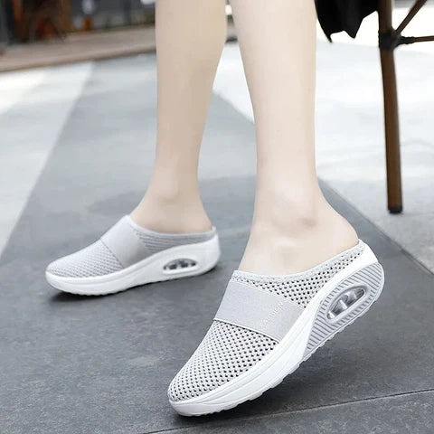 Orthopädische Damensandalen | Geschlossene Zehen | Slipper | Sportlich | Farbe-Grau-35-Luzern Mode