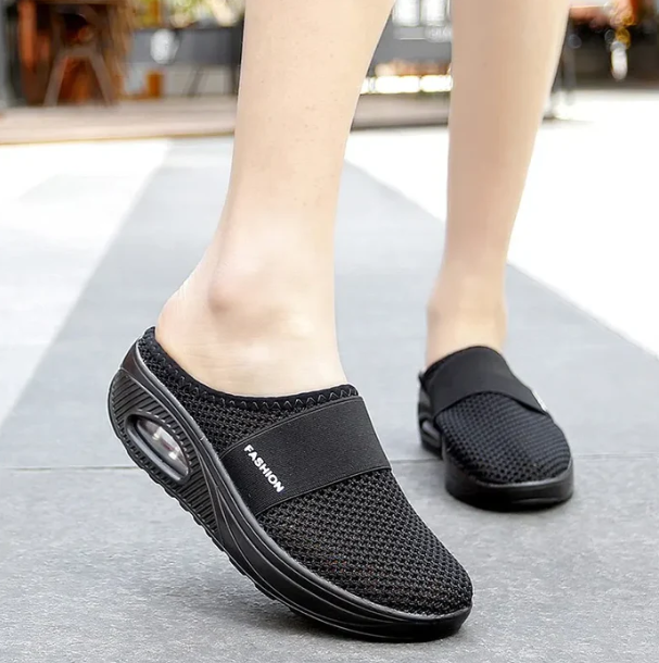 Orthopädische Damensandalen | Geschlossene Zehen | Slipper | Sportlich | Farbe-Schwarz-35-Luzern Mode