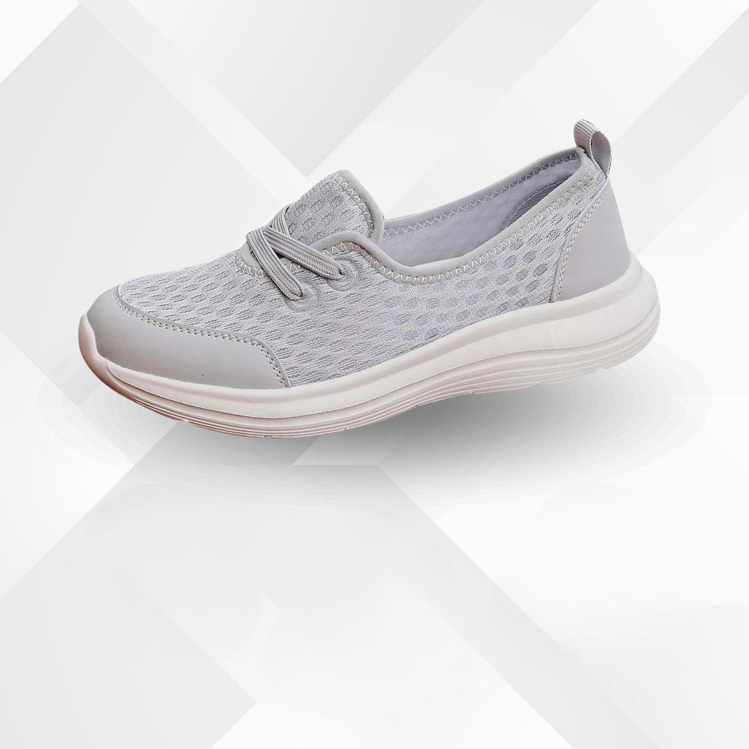 Damen Sneaker | Orthopädisch | Stoßdämpfend | Rutschfest | Leicht-Grau-35-Luzern Mode