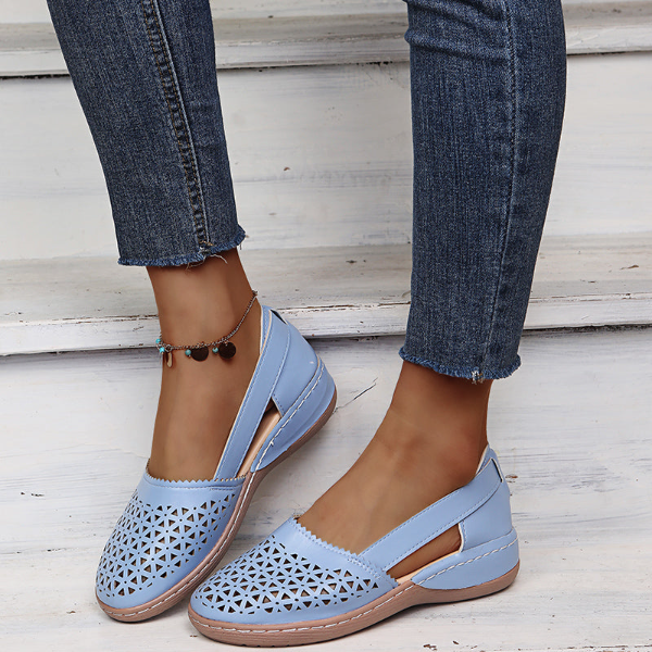 Damen Sommerschuhe | Slipper | Veganleder | Rutschfest | Gummi-Blau-35-Luzern Mode