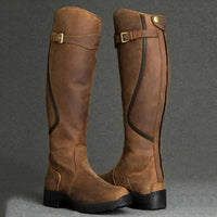 Damen Reitstiefel Leder Wasserdicht Rutschfest Komfortabel-Braun-35-Luzern Mode