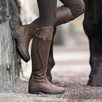 Damen Reitstiefel Leder Wasserdicht Rutschfest Komfortabel-Luzern Mode