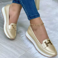 Orthopädische Damenschuhe | Slippermodell | Schnallen-Detail | Ergonomisch-Gold-35-Luzern Mode