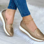 Orthopädische Damenschuhe | Slippermodell | Schnallen-Detail | Ergonomisch-Goldfarbe-35-Luzern Mode