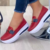 Orthopädische Damenschuhe | Slippermodell | Schnallen-Detail | Ergonomisch-Rot-35-Luzern Mode