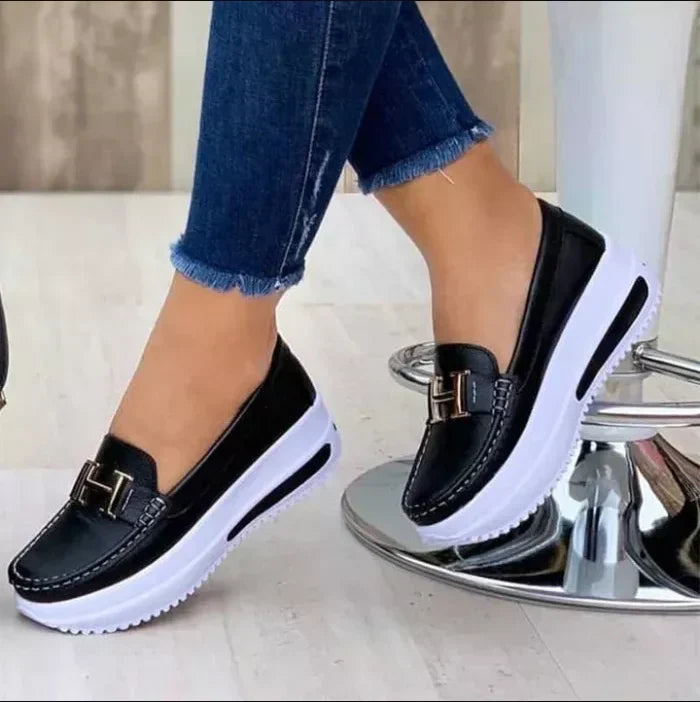 Orthopädische Damenschuhe | Slippermodell | Schnallen-Detail | Ergonomisch-Schwarz-35-Luzern Mode
