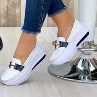 Orthopädische Damenschuhe | Slippermodell | Schnallen-Detail | Ergonomisch-Weiß-35-Luzern Mode
