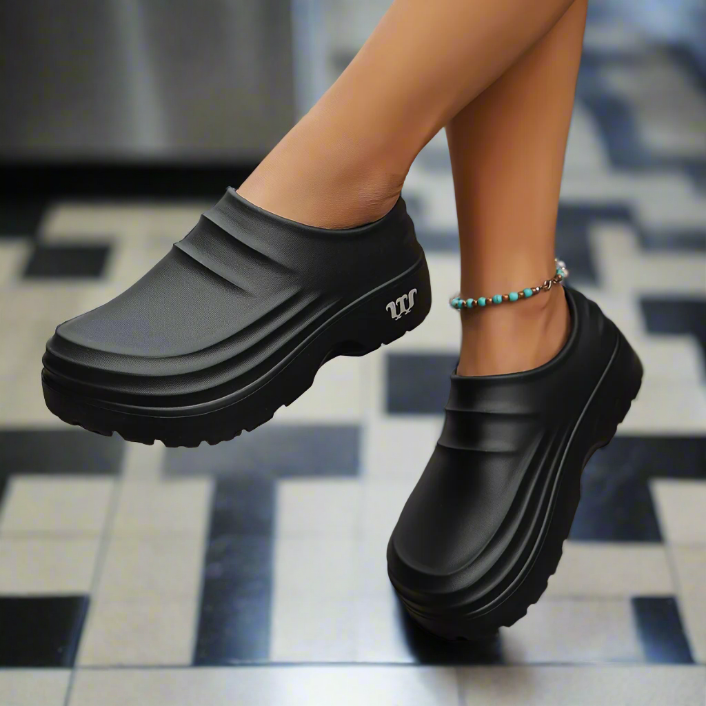 Damen Plateau Clogs mit Perlenarmband - Bequeme Schuhe-Luzern Mode