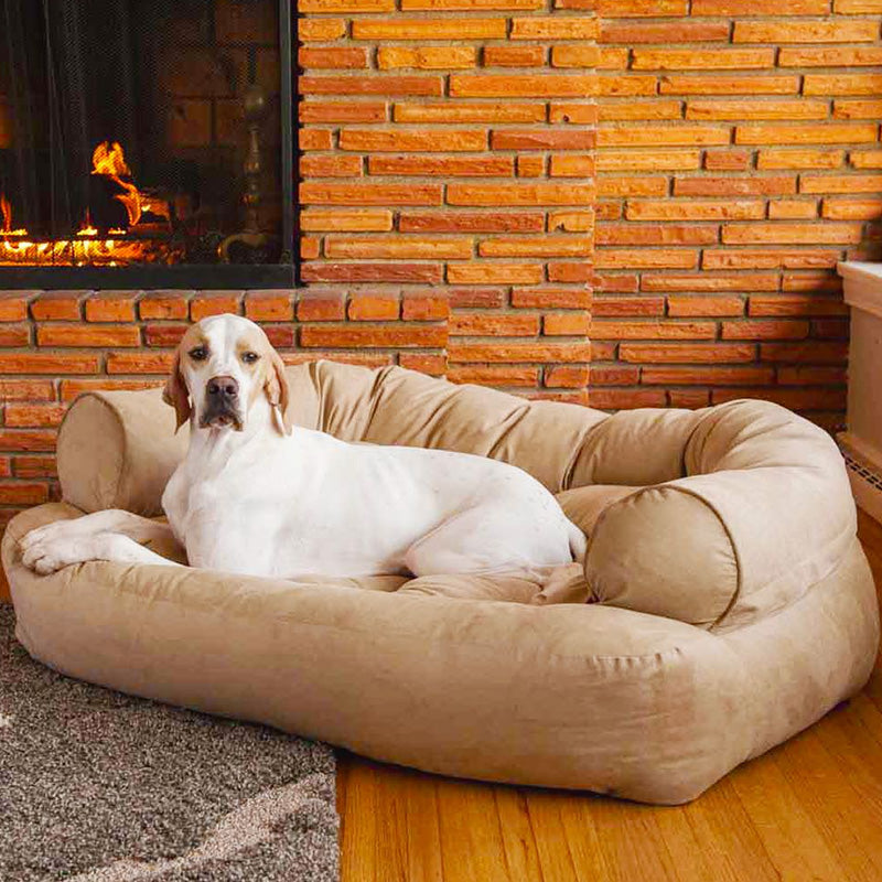Hundebett | Beruhigend Weich Orthopädisch Komfortabel Entspannend Sofa-Creme-S (46x38x21cm)-Luzern Mode
