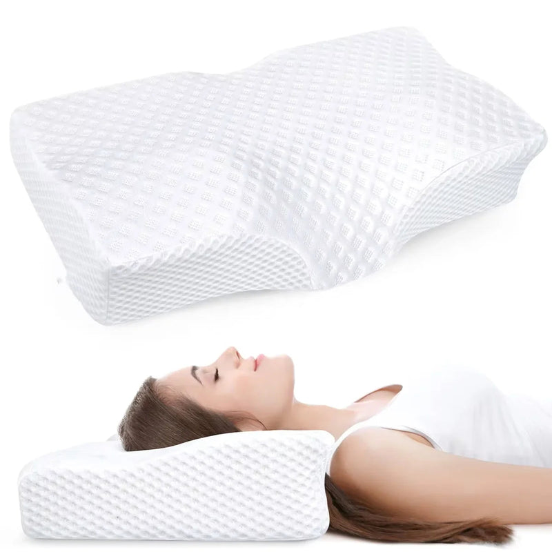 Ergonomisches Kissen | Viscoschaum | Weiß | Hypoallergen | Waschbar-Luzern Mode