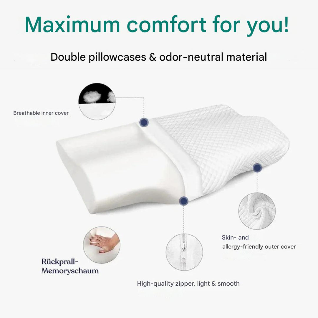 Ergonomisches Kissen | Viscoschaum | Weiß | Hypoallergen | Waschbar-Luzern Mode