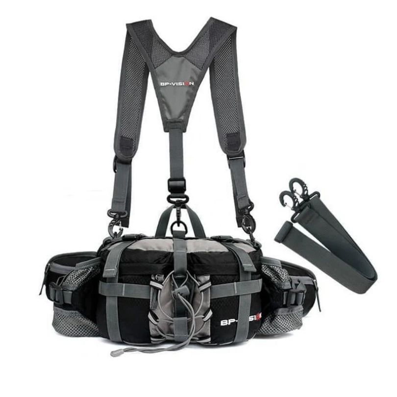 Angeltasche mit Rucksackfunktion für Outdoor-Abenteuer-Aufgewertet (mit Rucksackgurt)-Schwarz-Luzern Mode