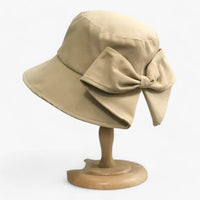 Damen Sonnenhut | Baumwolle | Bucket Hat | Einfarbig | Rundkrempe-Beige-Luzern Mode