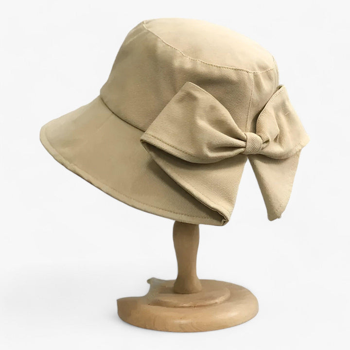 Damen Sonnenhut | Baumwolle | Bucket Hat | Einfarbig | Rundkrempe-Beige-Luzern Mode
