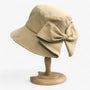 Damen Sonnenhut | Baumwolle | Bucket Hat | Einfarbig | Rundkrempe-Beige-Luzern Mode