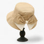 Damen Sonnenhut | Baumwolle | Bucket Hat | Einfarbig | Rundkrempe-Beige Weiß-Luzern Mode