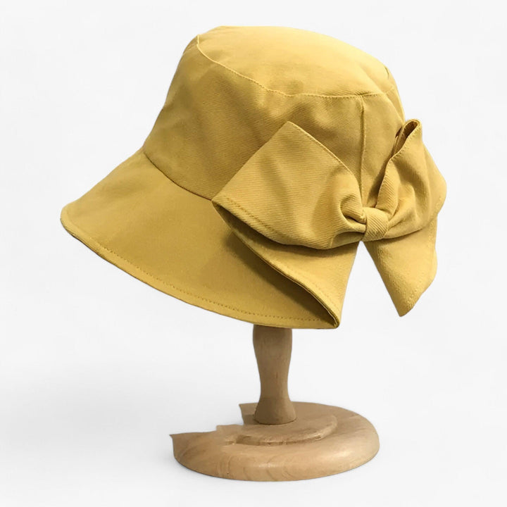 Damen Sonnenhut | Baumwolle | Bucket Hat | Einfarbig | Rundkrempe-Gelb-Luzern Mode
