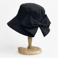 Damen Sonnenhut | Baumwolle | Bucket Hat | Einfarbig | Rundkrempe-Schwarz-Luzern Mode
