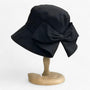 Damen Sonnenhut | Baumwolle | Bucket Hat | Einfarbig | Rundkrempe-Schwarz-Luzern Mode