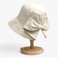 Damen Sonnenhut | Baumwolle | Bucket Hat | Einfarbig | Rundkrempe-Weiß-Luzern Mode