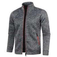 Herren Outdoorjacke | Fleece | Baumwolle | Reißverschluss | Einfarbig-Dunkelgrau-S-Luzern Mode