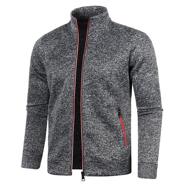 Herren Outdoorjacke | Fleece | Baumwolle | Reißverschluss | Einfarbig-Dunkelgrau-S-Luzern Mode