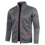 Herren Outdoorjacke | Fleece | Baumwolle | Reißverschluss | Einfarbig-Dunkelgrau-S-Luzern Mode