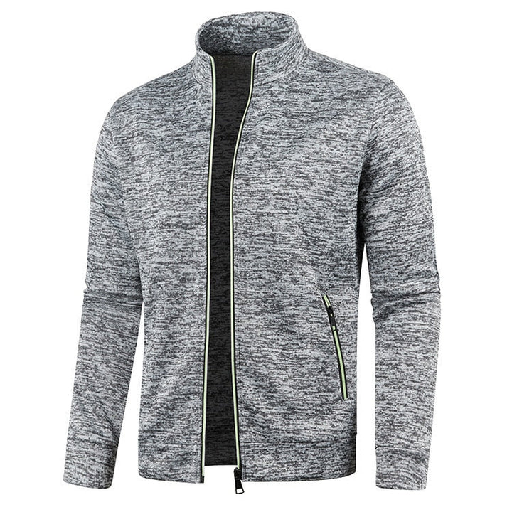 Herren Outdoorjacke | Fleece | Baumwolle | Reißverschluss | Einfarbig-Khaki-S-Luzern Mode
